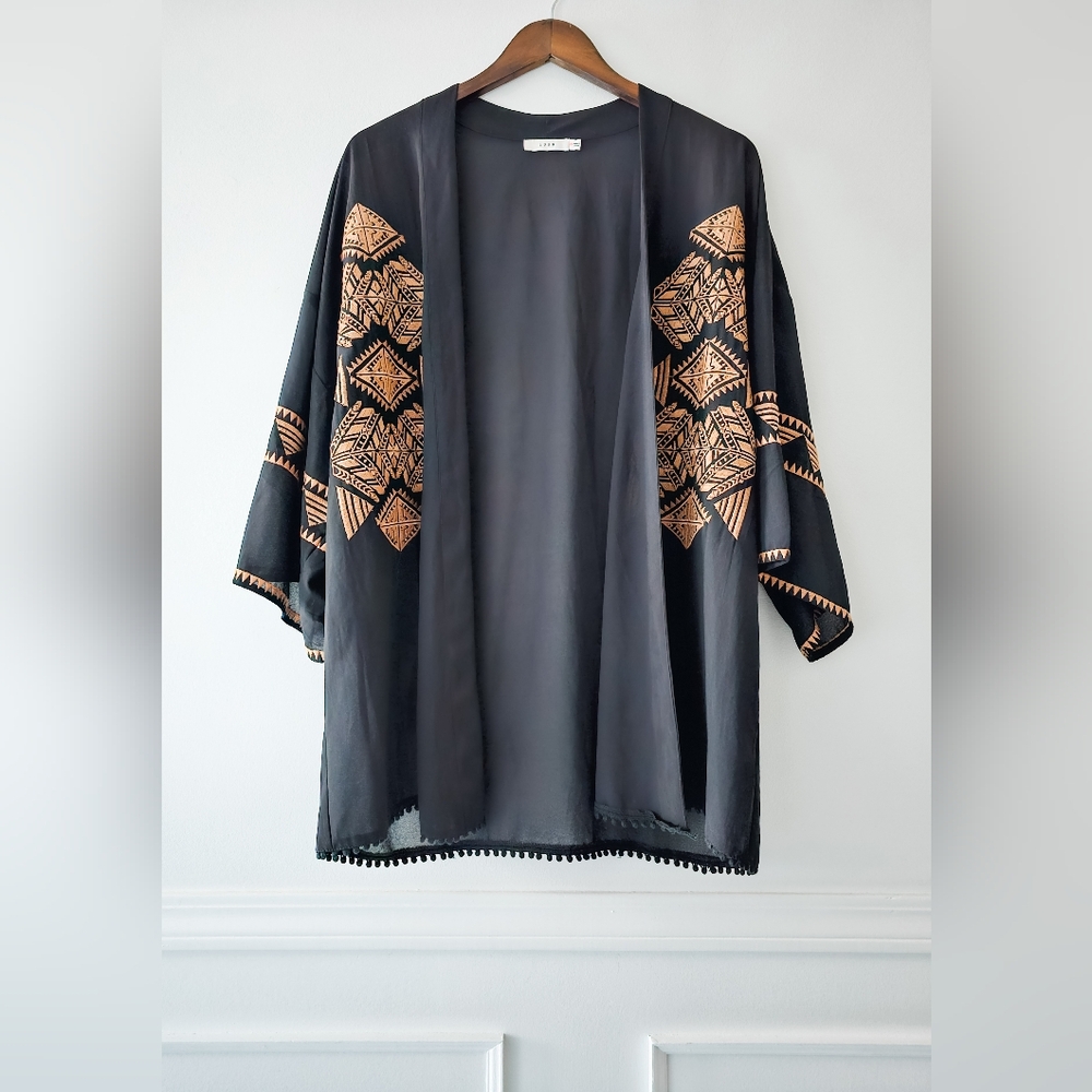 Lush Embroidered Kimono Cardigan